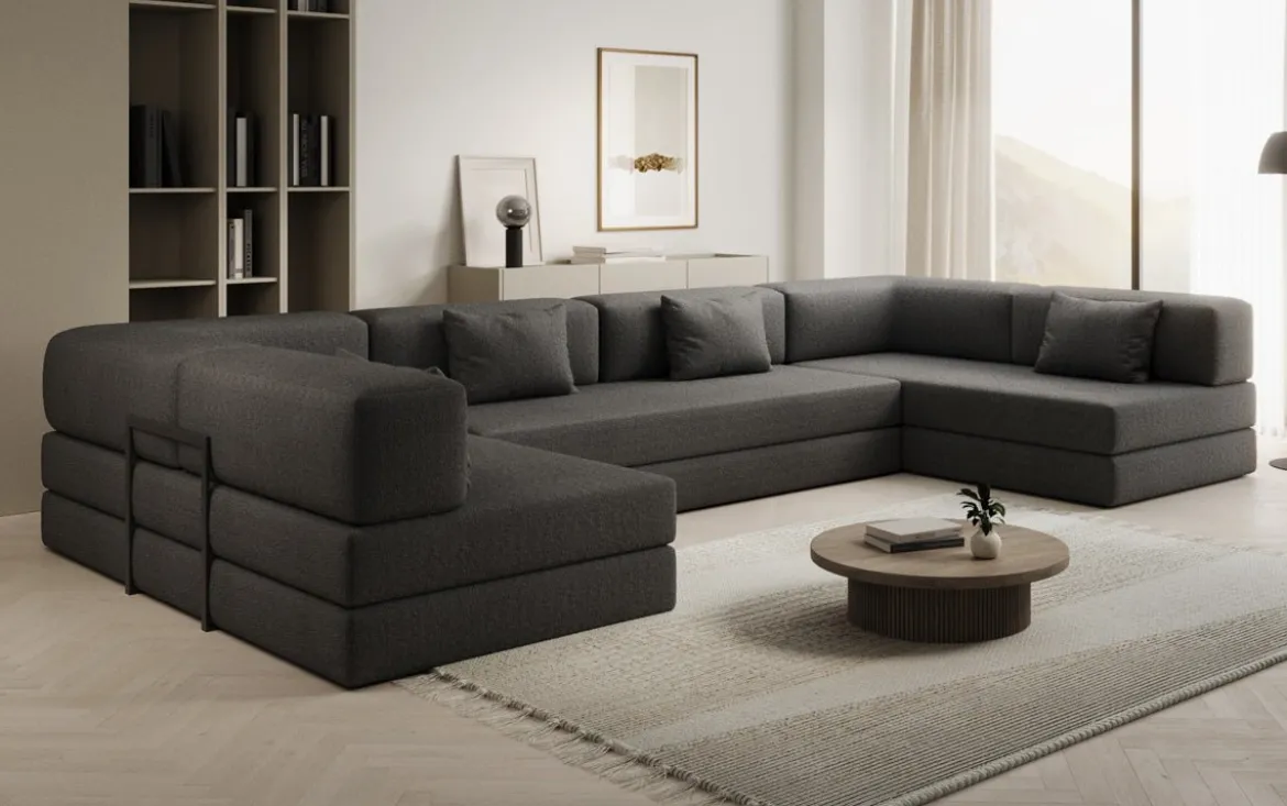 Designer Sofa Lazy U in Bouclé