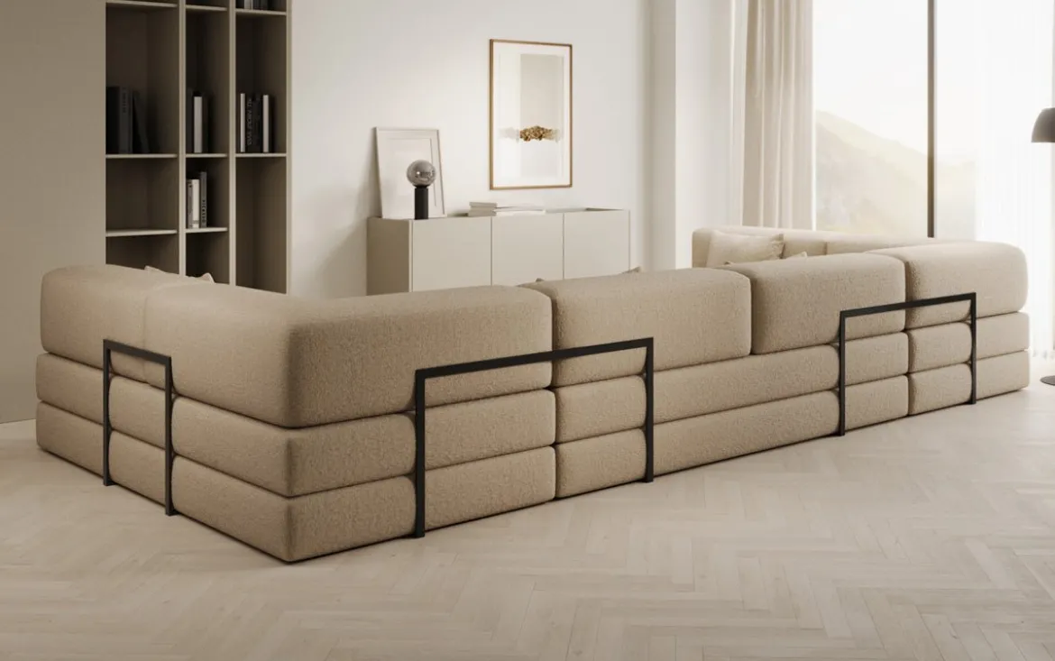 Designer Sofa Lazy U in Bouclé