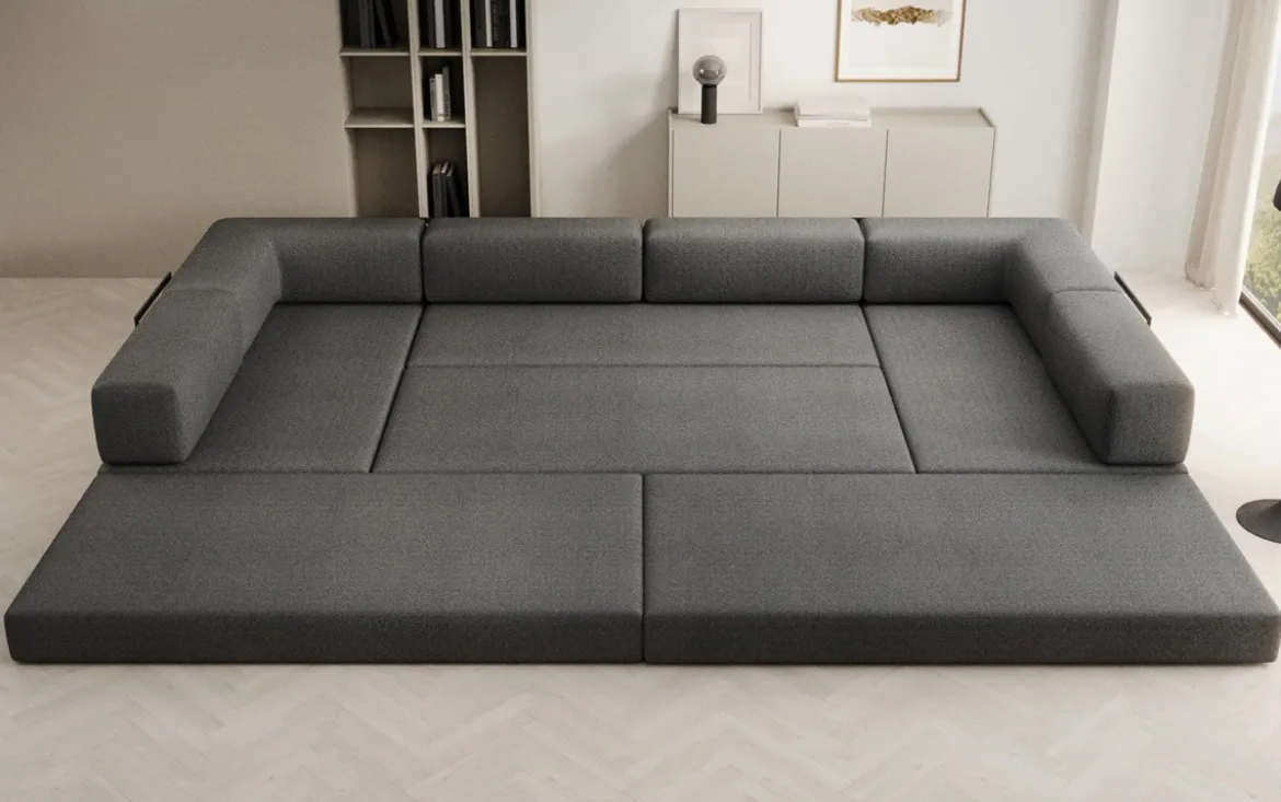 Designer Sofa Lazy U in Bouclé