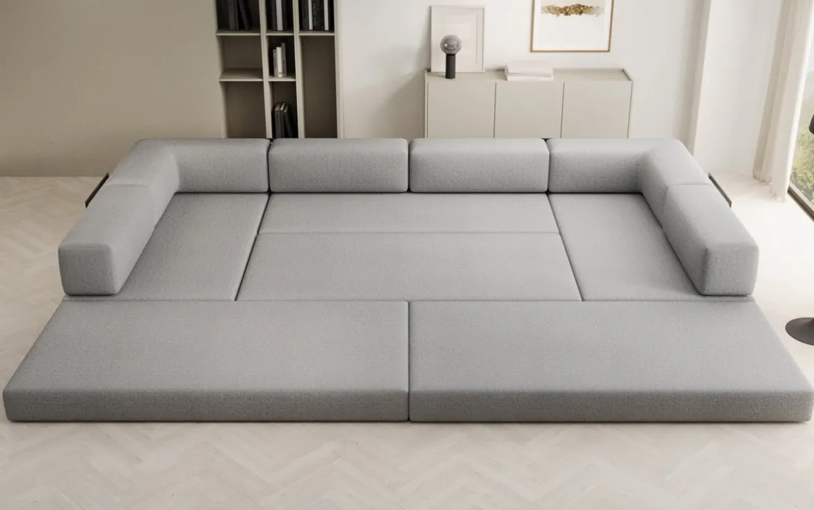 Designer Sofa Lazy U in Bouclé