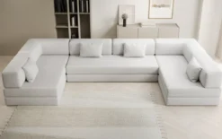 Designer Sofa Lazy U in Bouclé