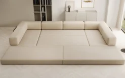 Designer Sofa Lazy U in Bouclé