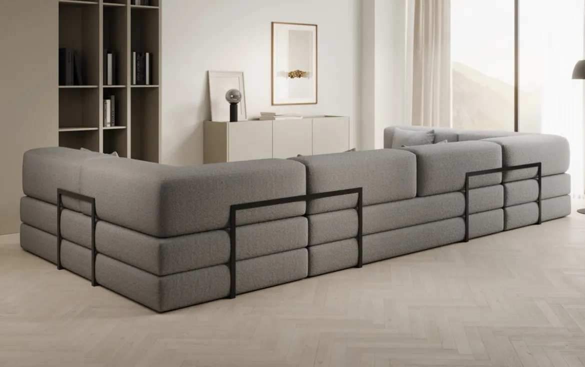 Designer Sofa Lazy U in Bouclé