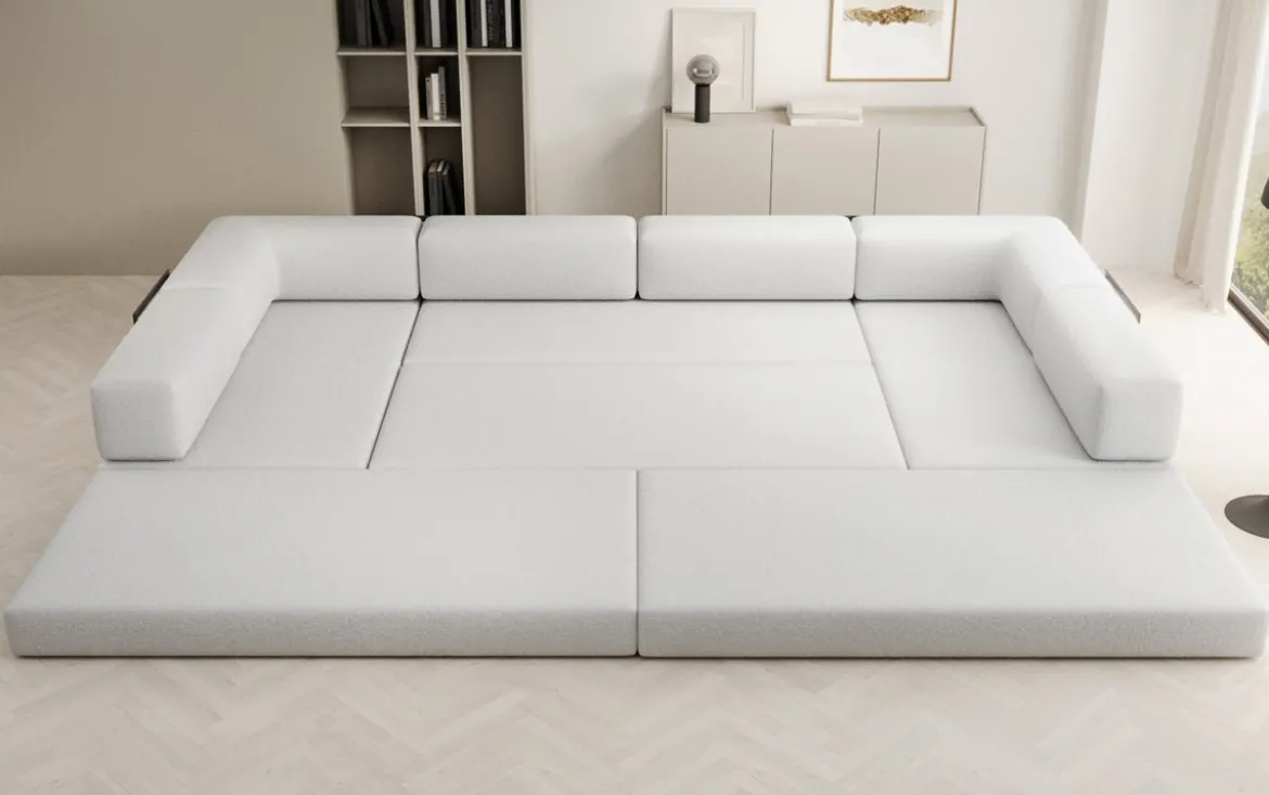 Designer Sofa Lazy U in Bouclé