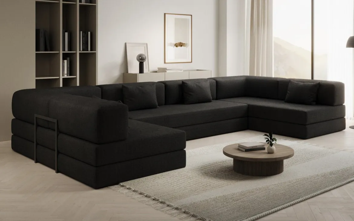 Designer Sofa Lazy U in Bouclé