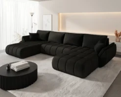 Designer Sofa Lenoa U mit Schlaf- und Klappfunktion in Samt