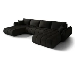 Designer Sofa Lenoa U mit Schlaf- und Klappfunktion in Samt