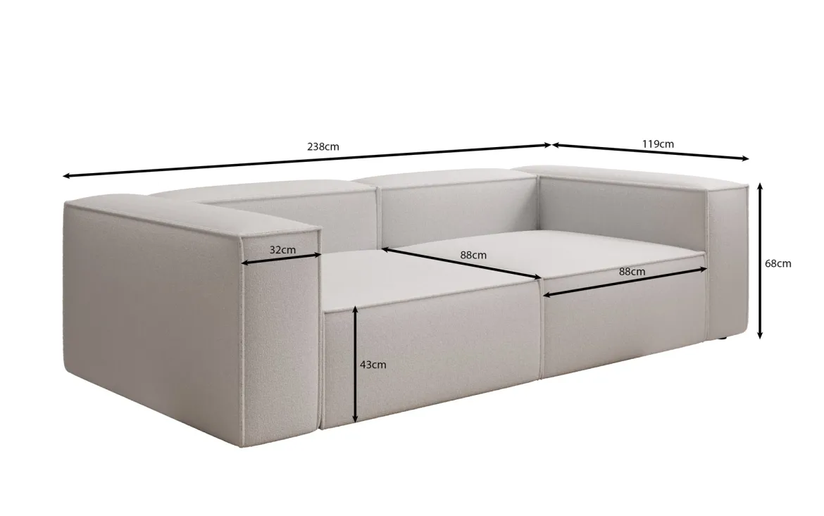 Designer Sofa Lesley 3 Sitzer in Bouclé