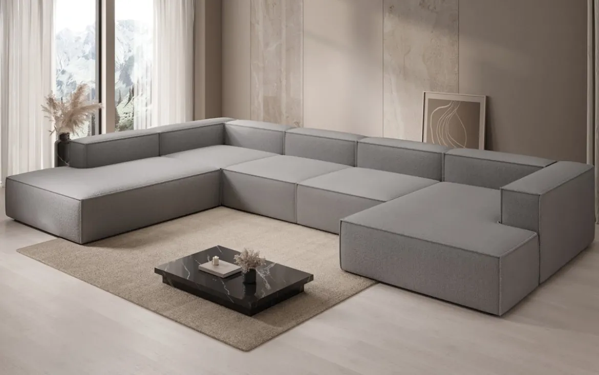 Designer Sofa Lesley U XXL in Bouclé