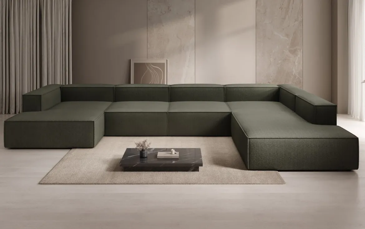 Designer Sofa Lesley U XXL in Bouclé