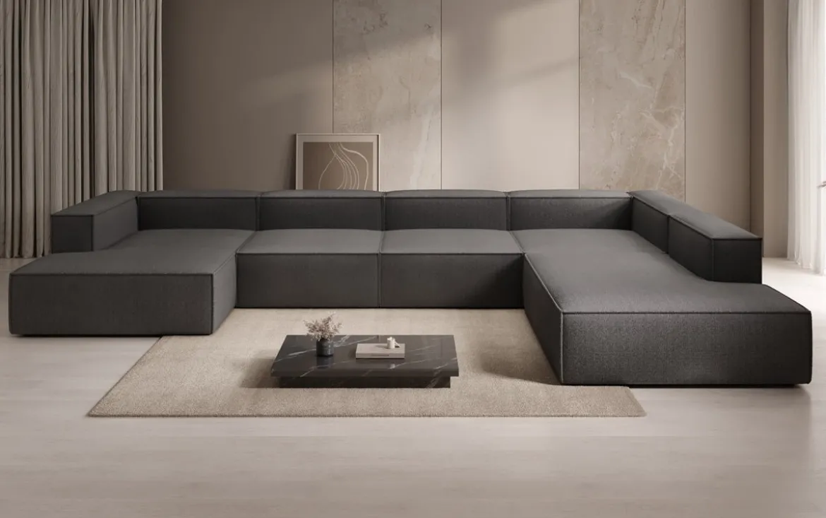 Designer Sofa Lesley U XXL in Bouclé