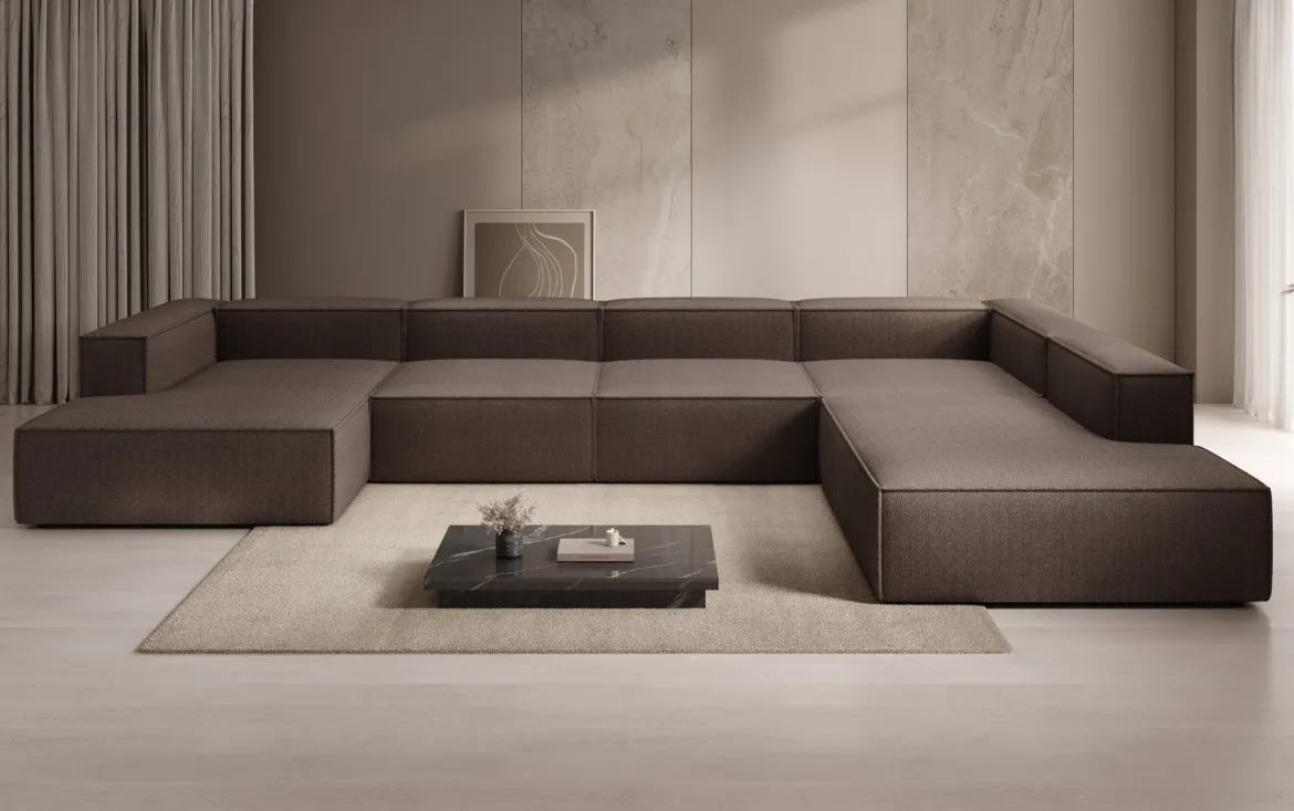 Designer Sofa Lesley U XXL in Bouclé