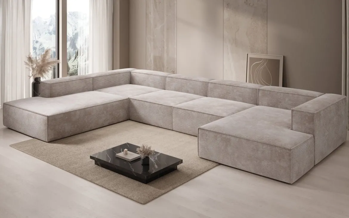 Designer Sofa Lesley U XXL in Cord