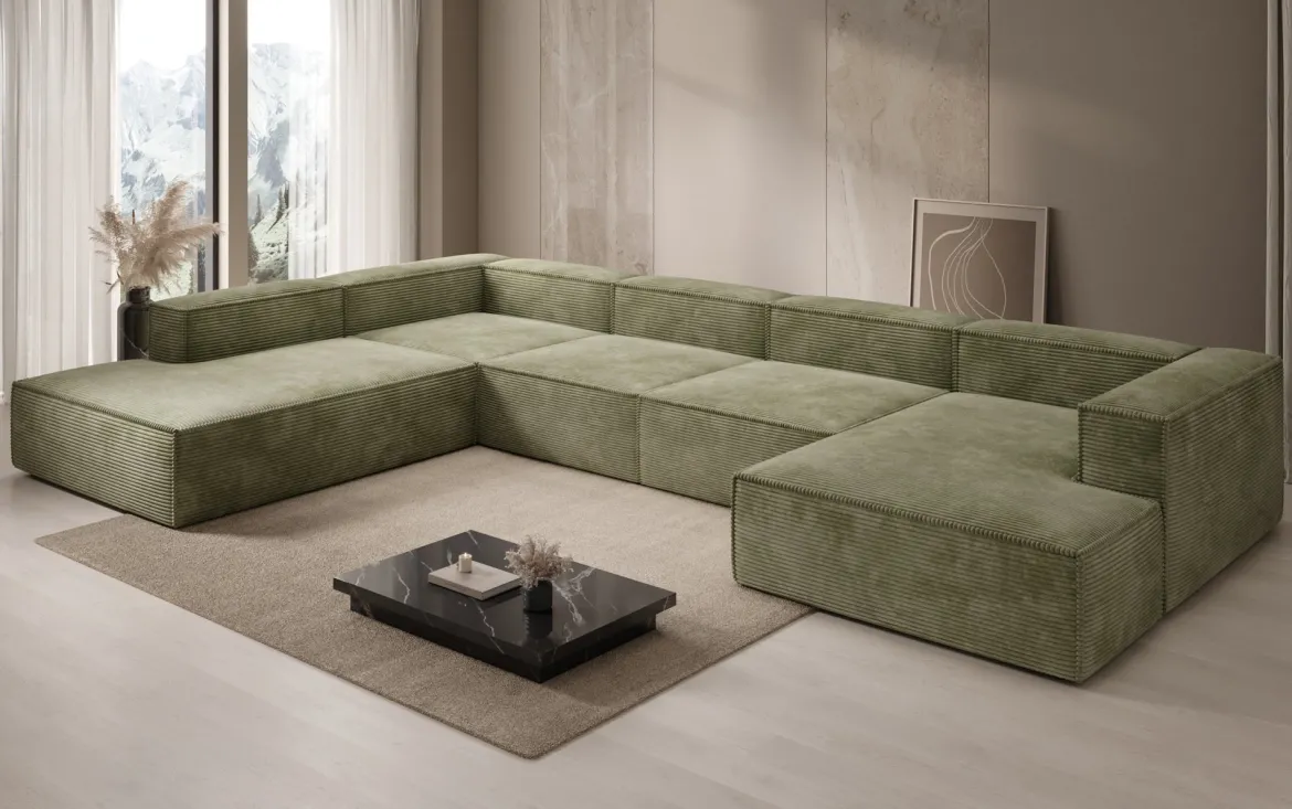 Designer Sofa Lesley U XXL in Cord