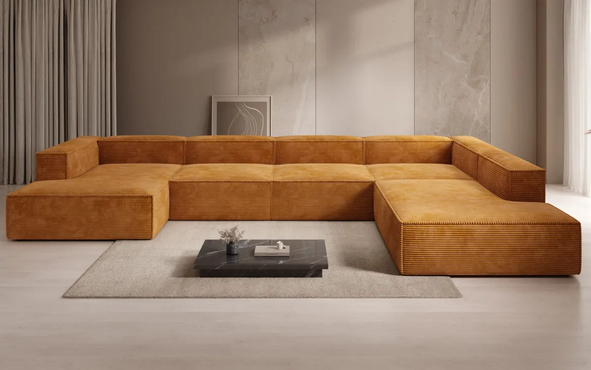 Designer Sofa Lesley U XXL in Cord
