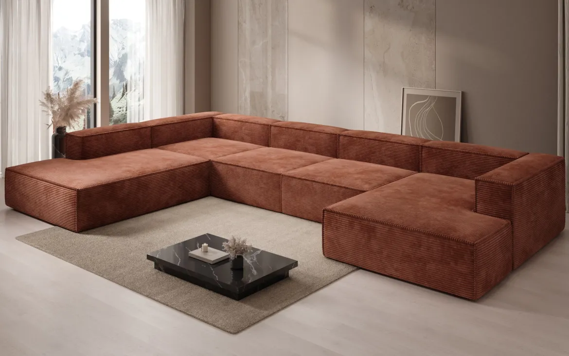 Designer Sofa Lesley U XXL in Cord
