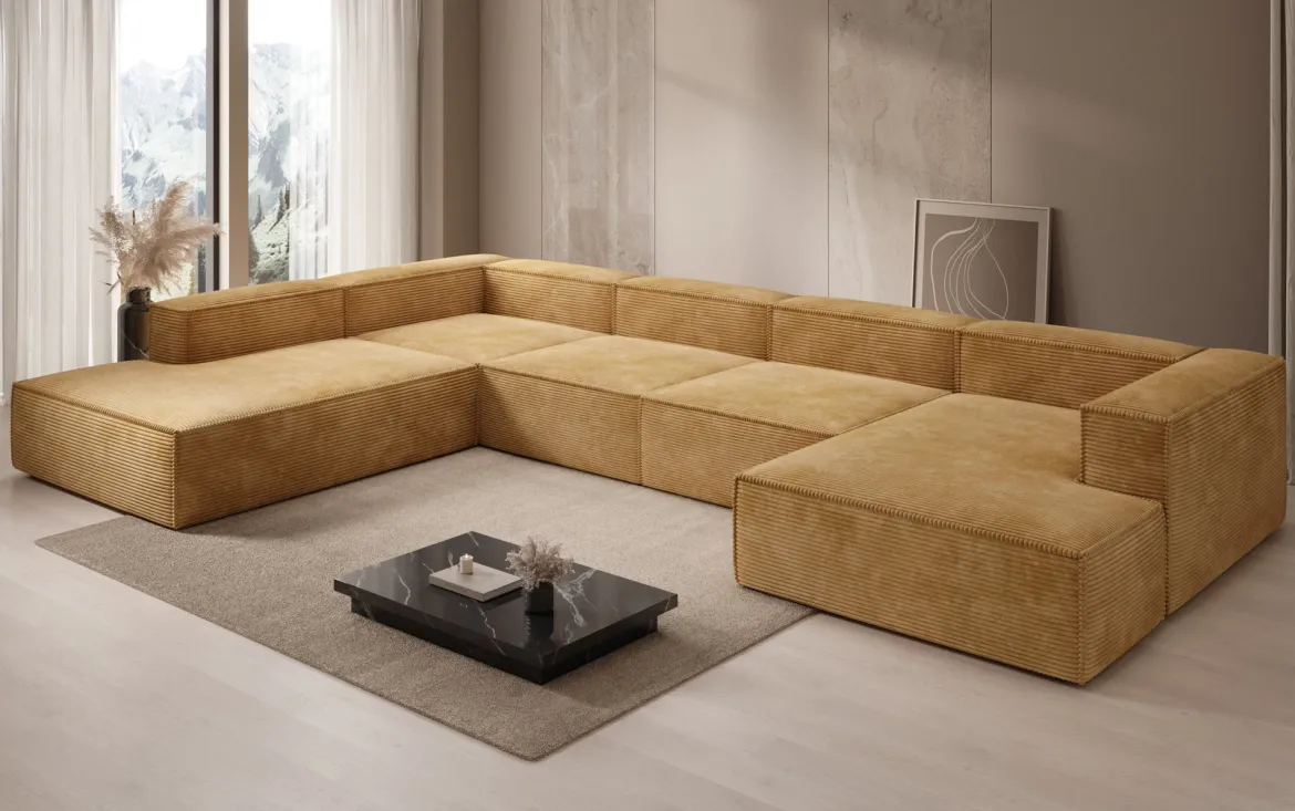 Designer Sofa Lesley U XXL in Cord