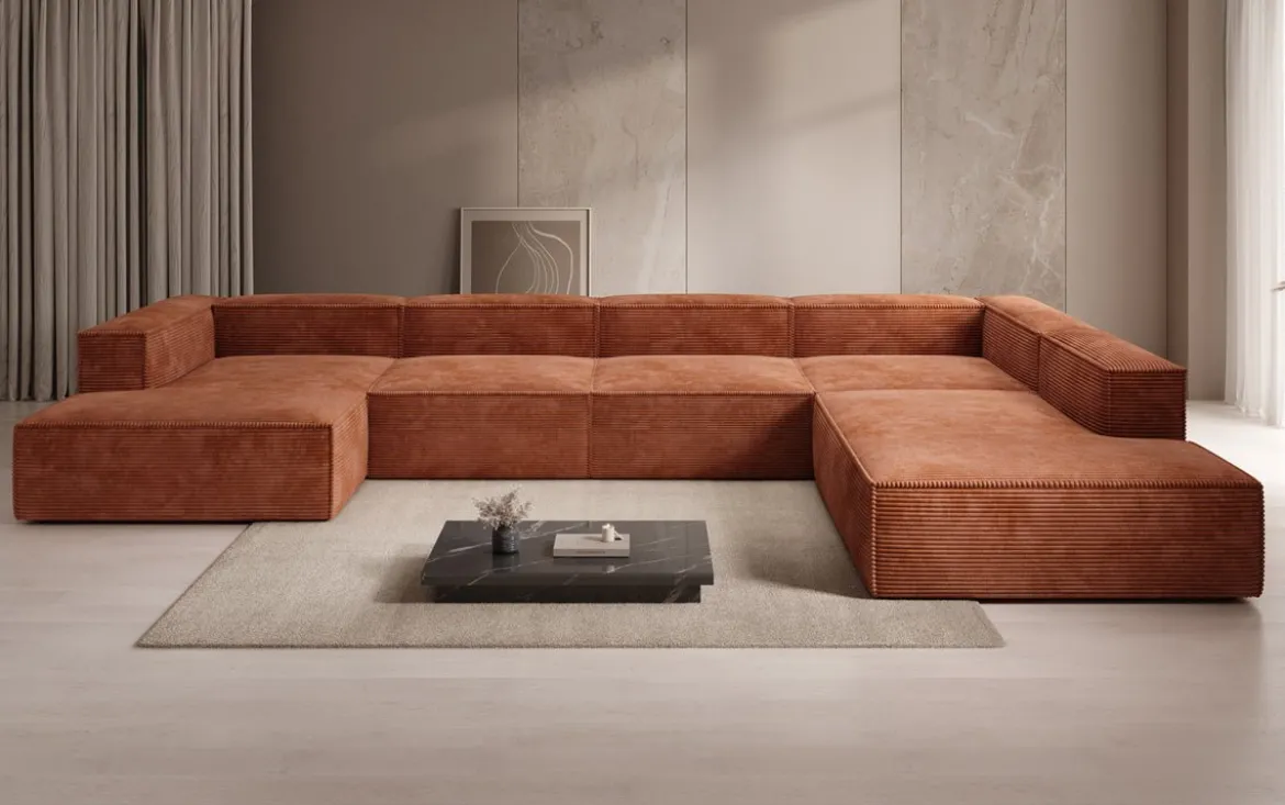 Designer Sofa Lesley U XXL in Cord