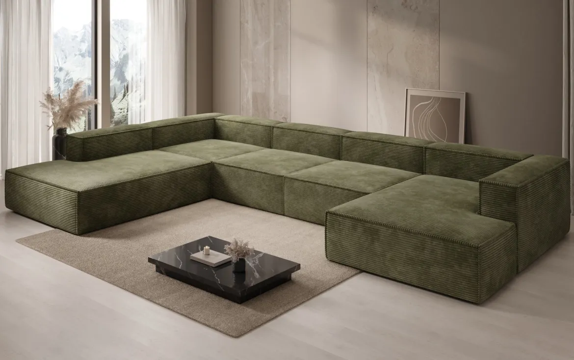 Designer Sofa Lesley U XXL in Cord