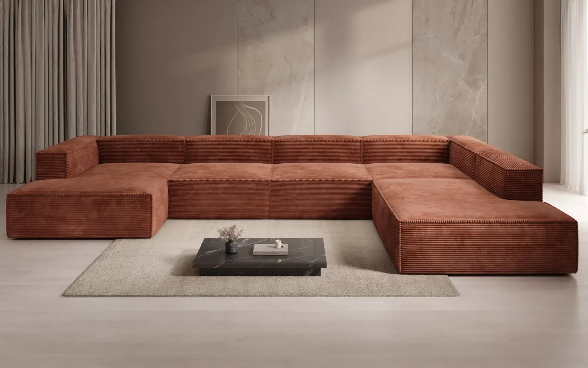Designer Sofa Lesley U XXL in Cord