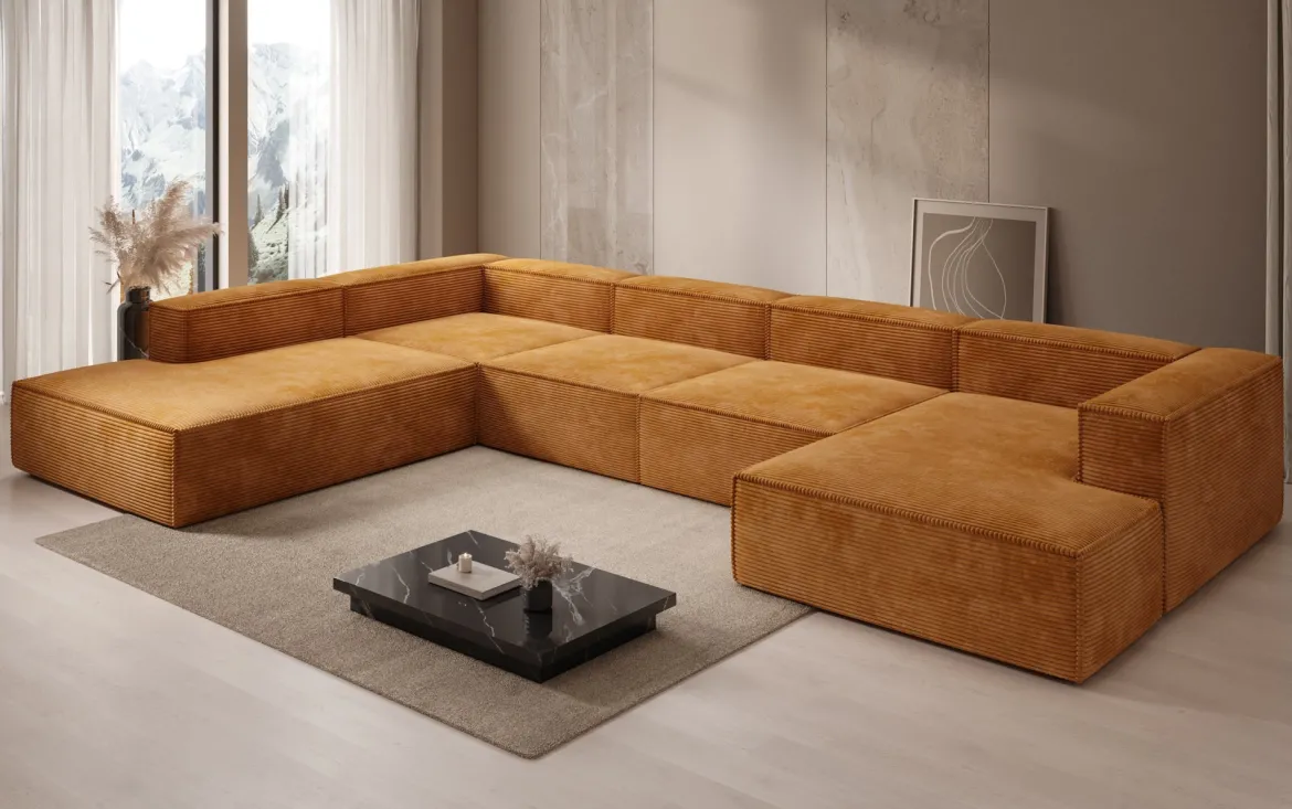 Designer Sofa Lesley U XXL in Cord