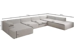 Designer Sofa Lesley U XXL in Echtleder