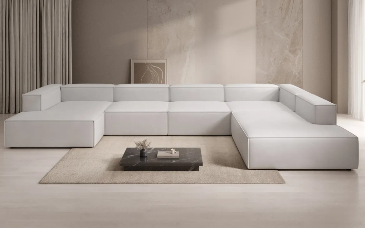 Designer Sofa Lesley U XXL in Echtleder