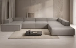 Designer Sofa Lesley U XXL in Echtleder
