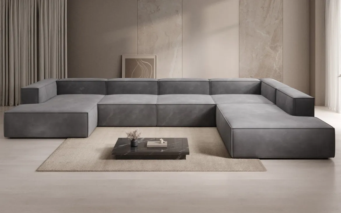 Designer Sofa Lesley U XXL in Samt