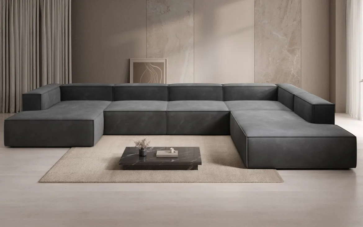 Designer Sofa Lesley U XXL in Samt