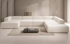 Designer Sofa Lesley U XXL in Strukturstoff