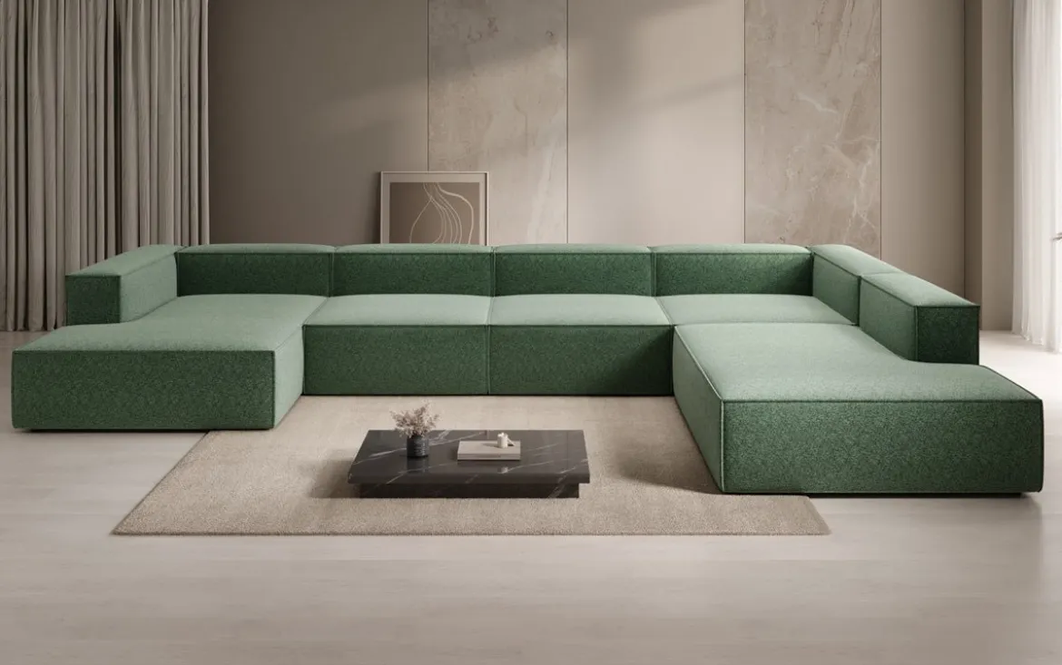 Designer Sofa Lesley U XXL in Strukturstoff