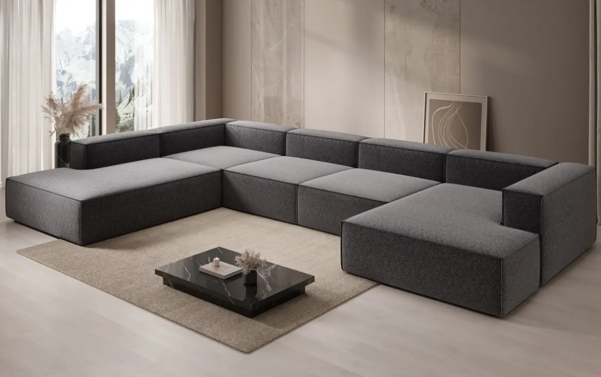 Designer Sofa Lesley U XXL in Strukturstoff