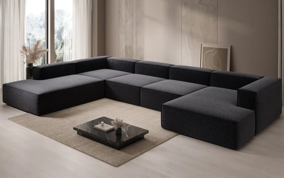Designer Sofa Lesley U XXL in Strukturstoff