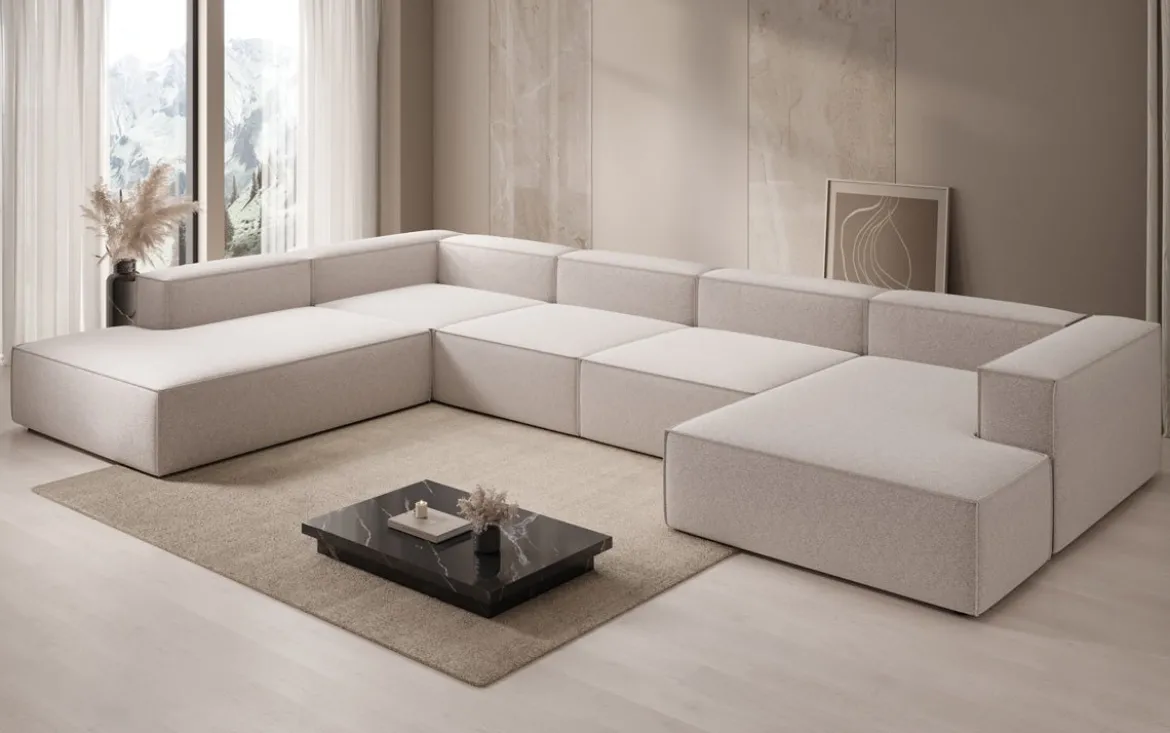 Designer Sofa Lesley U XXL in Strukturstoff