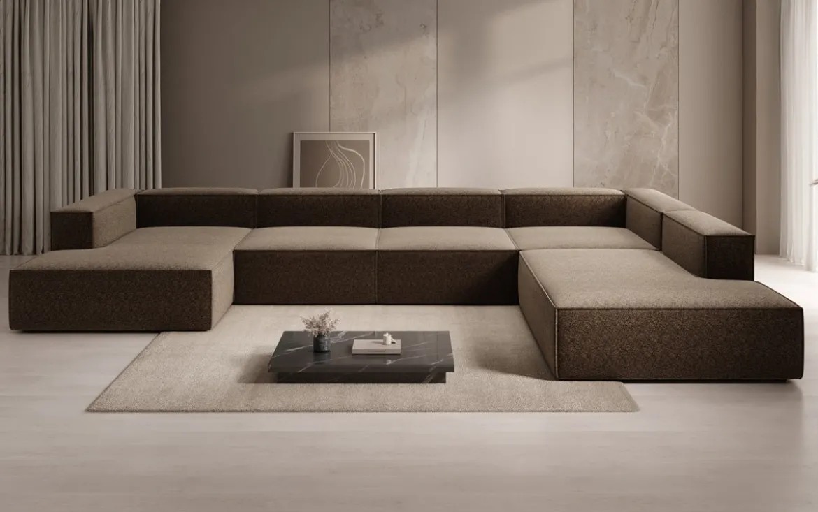 Designer Sofa Lesley U XXL in Strukturstoff