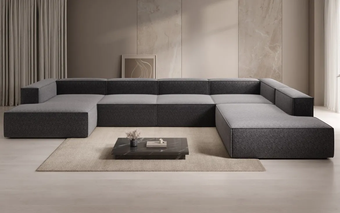 Designer Sofa Lesley U XXL in Strukturstoff