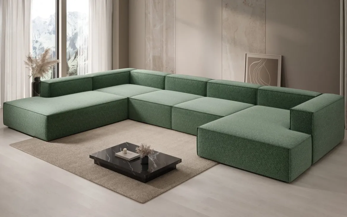 Designer Sofa Lesley U XXL in Strukturstoff