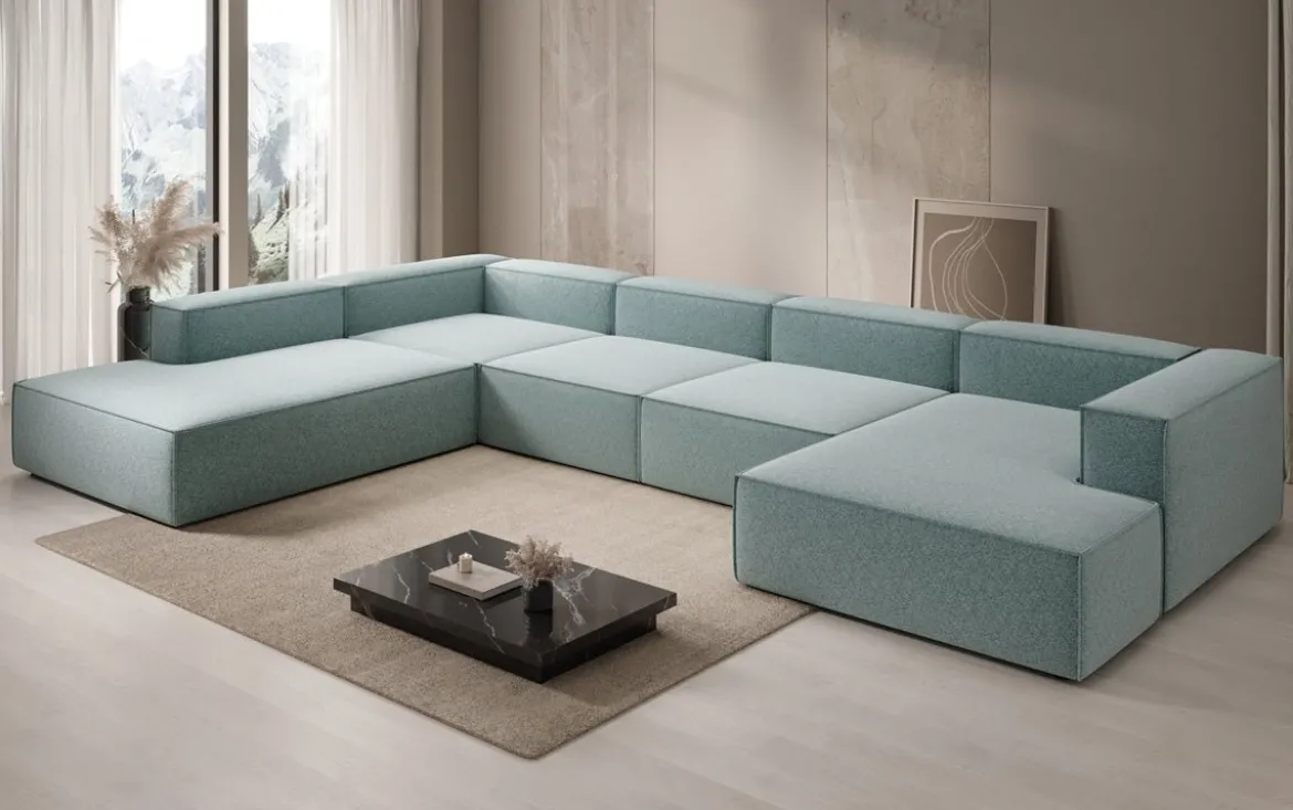 Designer Sofa Lesley U XXL in Strukturstoff