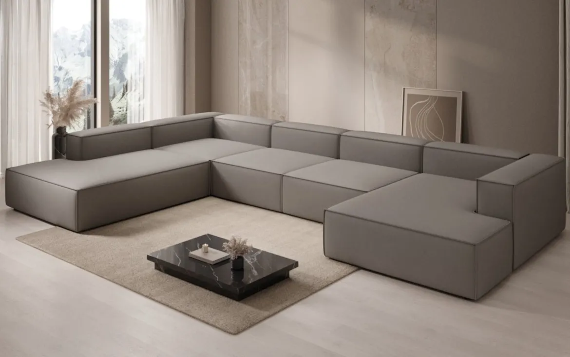 Designer Sofa Lesley U XXL in Stoff