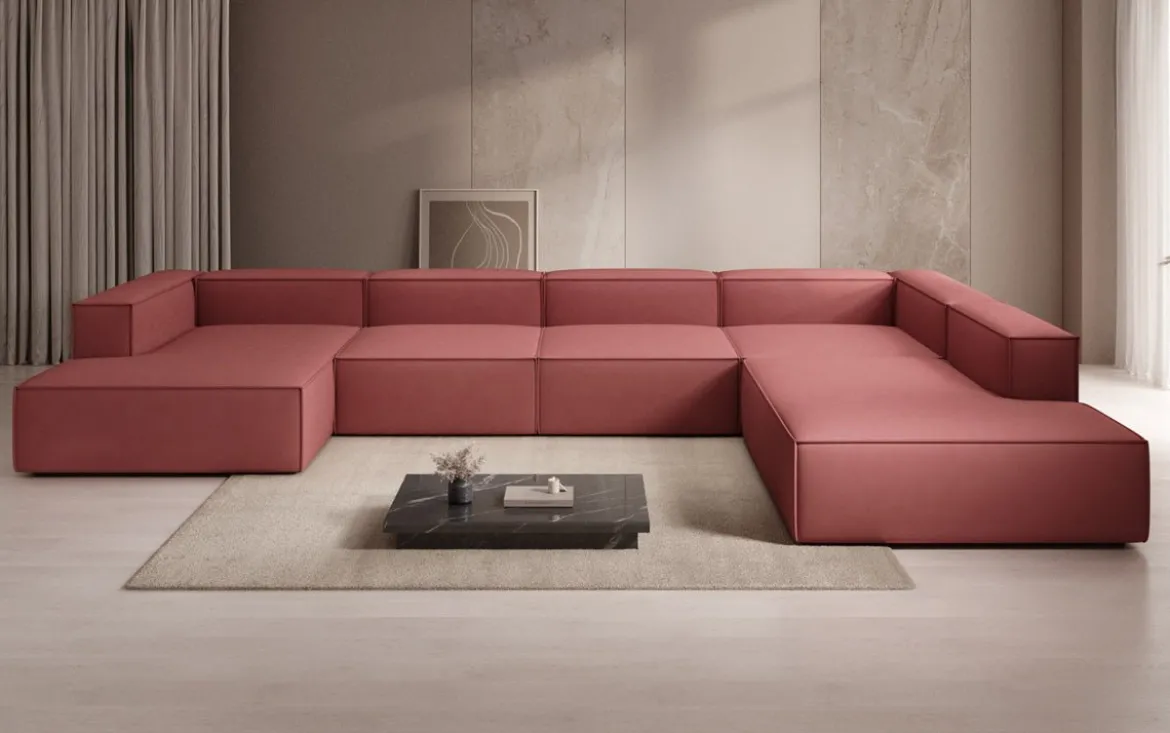 Designer Sofa Lesley U XXL in Stoff