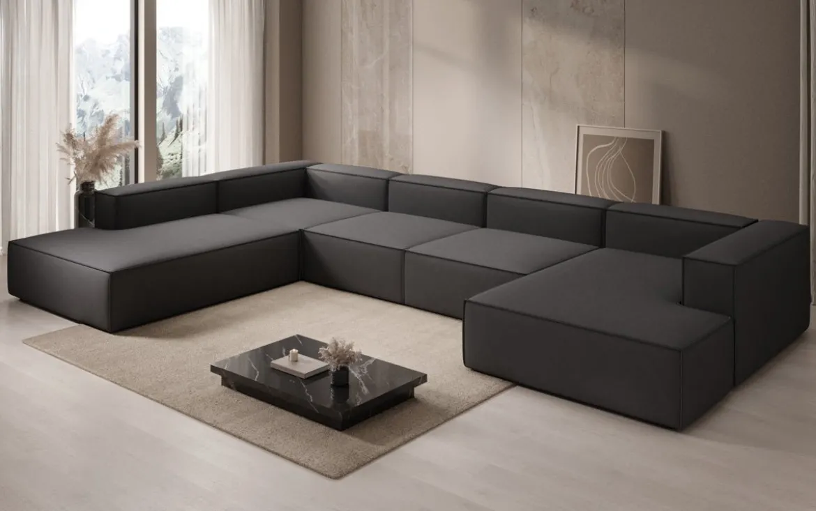 Designer Sofa Lesley U XXL in Stoff