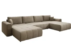Designer Sofa Leveno U mit Schlaf- und Klappfunktion in Samt