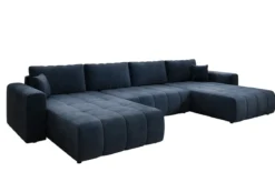 Designer Sofa Leveno U mit Schlaf- und Klappfunktion in Samt
