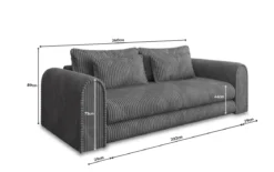 Designer Sofa Lil Buddy 3 Sitzer mit Schlaffunktion und Stauraum in Breitcord