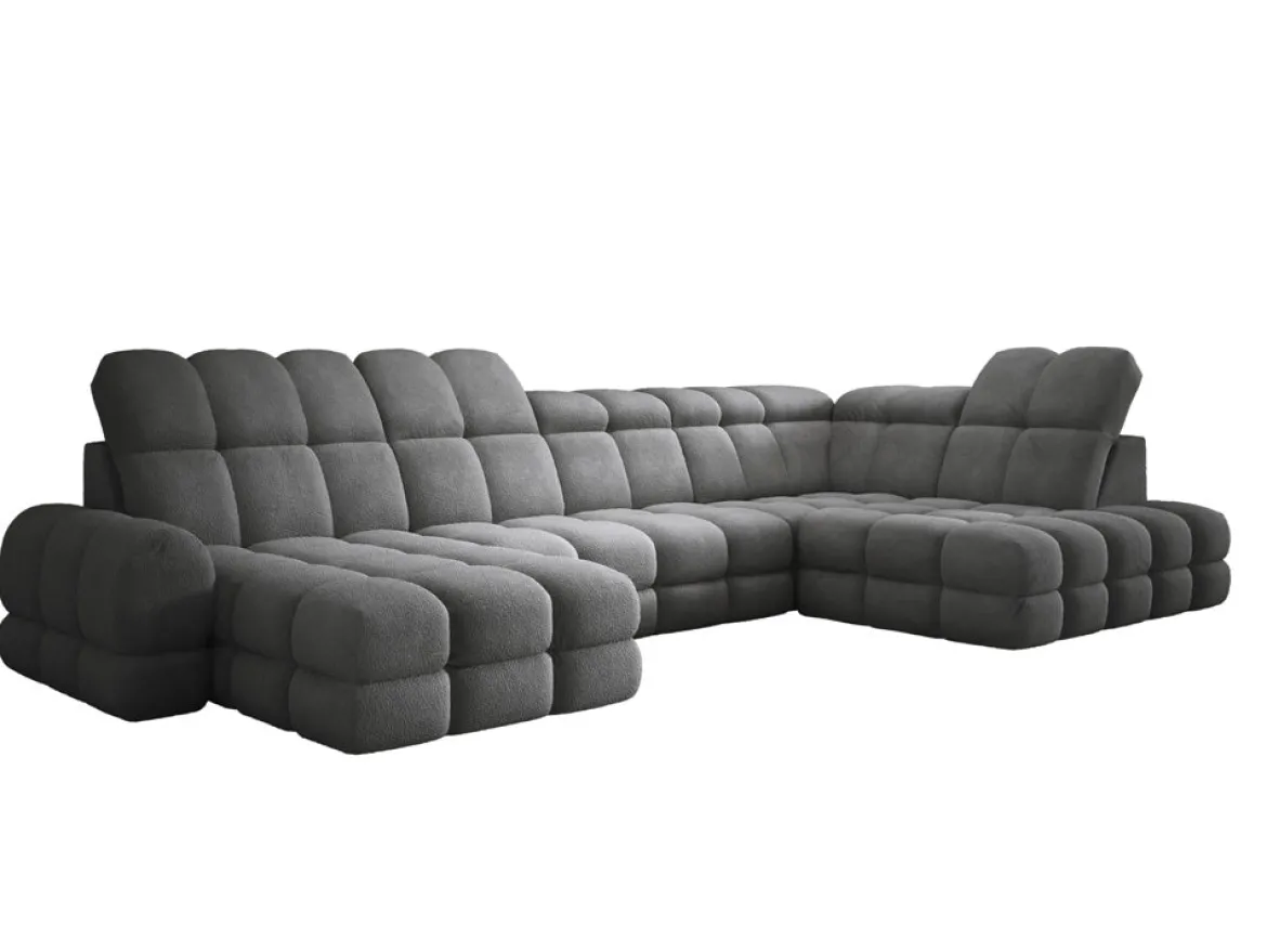 Designer Sofa Lima U mit elektrischer Schlaffunktion in Bouclé