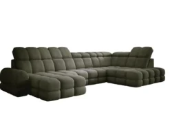 Designer Sofa Lima U mit elektrischer Schlaffunktion in Bouclé