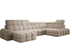 Designer Sofa Lima U mit elektrischer Schlaffunktion in Bouclé
