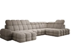 Designer Sofa Lima U mit elektrischer Schlaffunktion in Bouclé