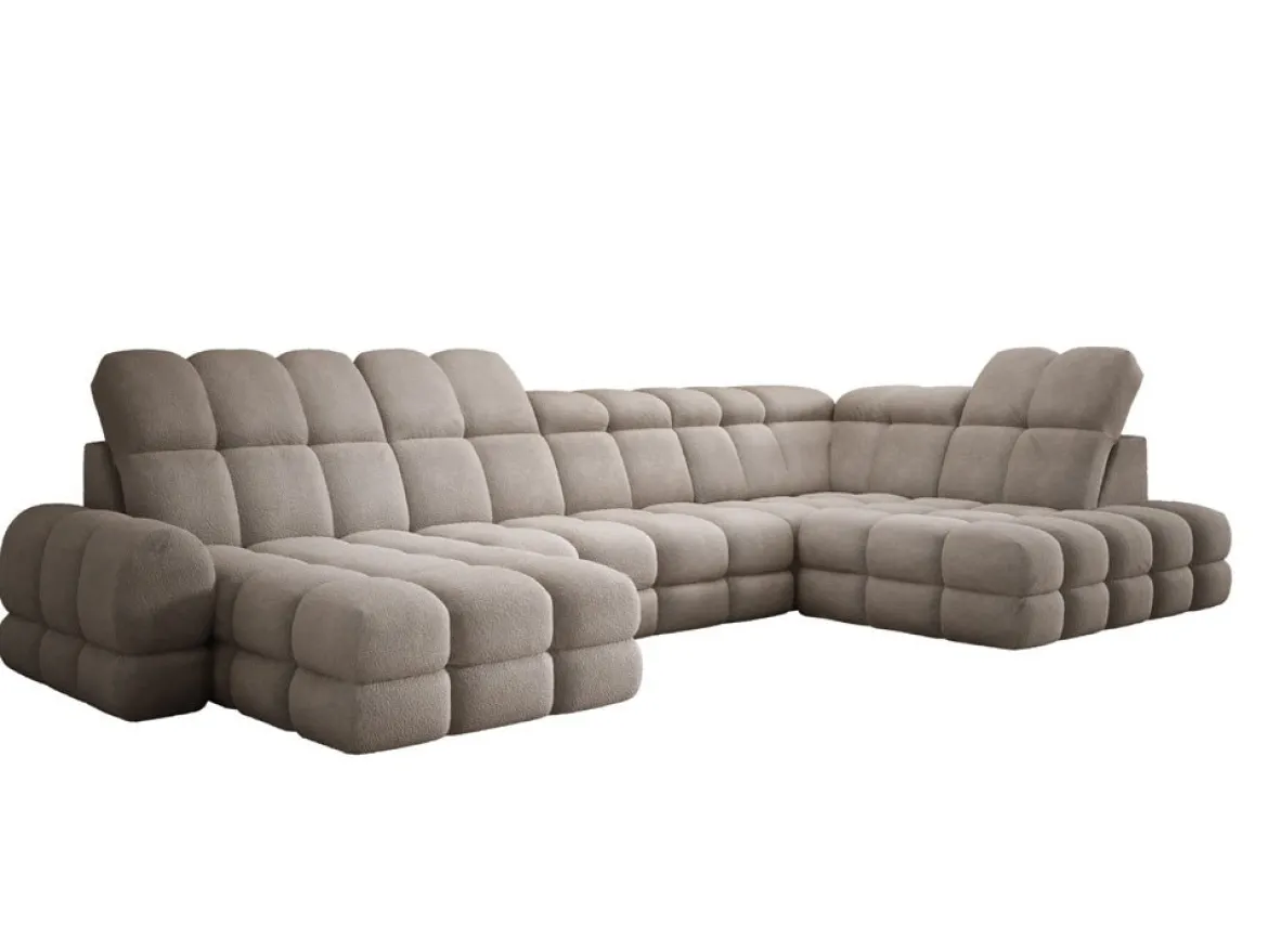 Designer Sofa Lima U mit elektrischer Schlaffunktion in Bouclé